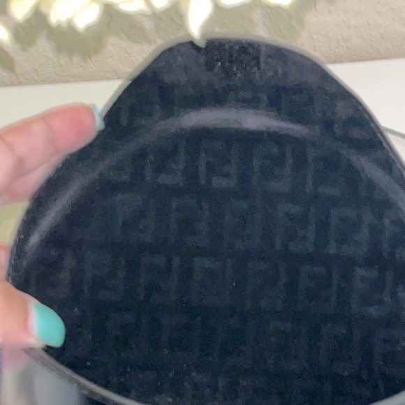 Fendi Sunglasses Case, Black, Has Velvet Fendi design inside. main image 8